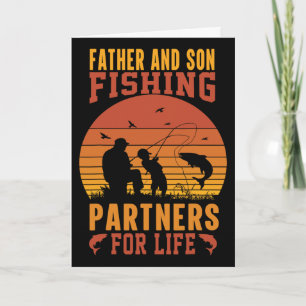 Cartão Parceiros de pesca pai e filho vintage para a vida