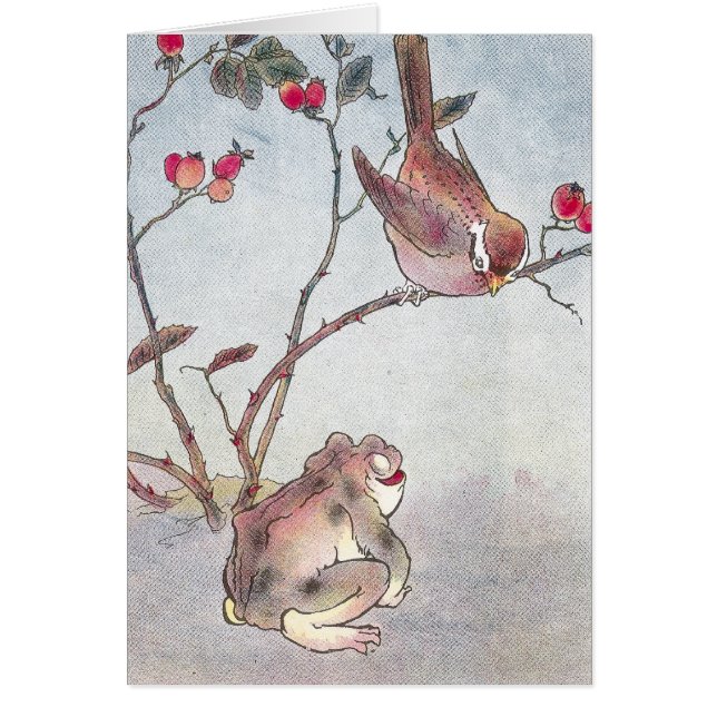 Cartão Pardal, sapo & quadris cor-de-rosa (Frente)