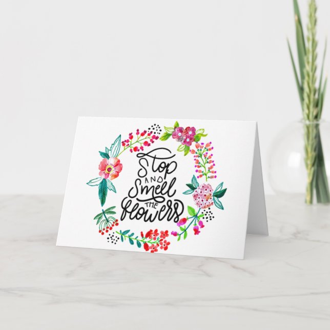 Cartão Pare e cheire as flores (Frente)