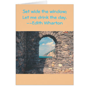 CARTÃO "PAREDE DE PEDRA COM JANELA AO MAR" (FOTO)