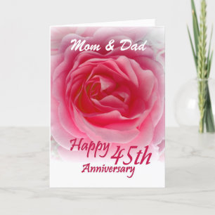 Cartão PARENTS - 45th Wedding Anniversary with Pink Rose