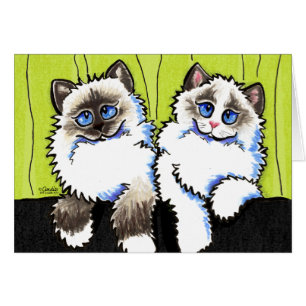 Cartão Pares dos gatos de Ragdoll de Fora-Trela Art™ da