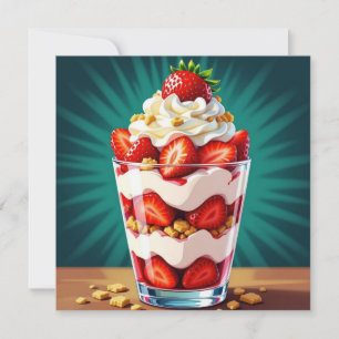 Cartão Parfait de Morango, Granola e Creme Chantilly