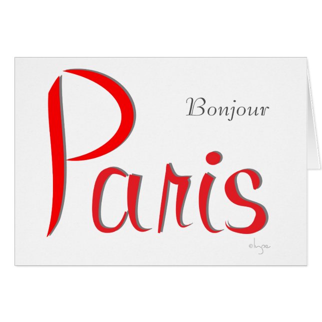 Cartão PARIS Bonjour (Olá) (Frente Horizontal)