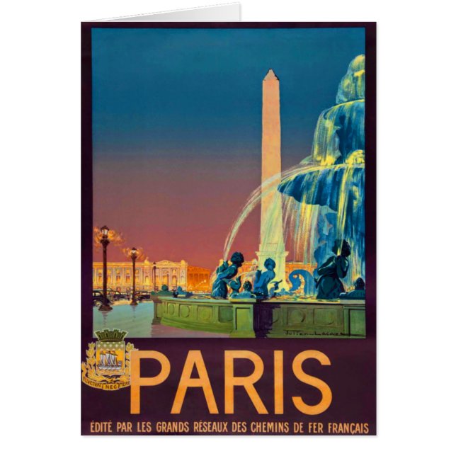 Cartão Paris France Fountain Obelisk (Frente)