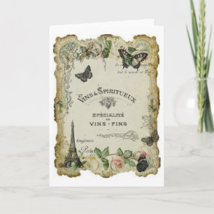 Cartão Paris Vintage Wine and Roses Card