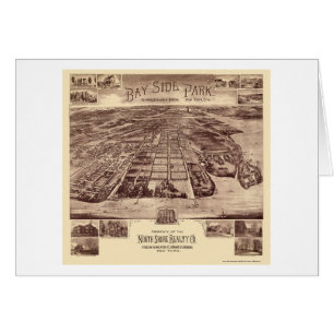 Cartão Parque de Bayside - Queens, mapa panorâmico de NY