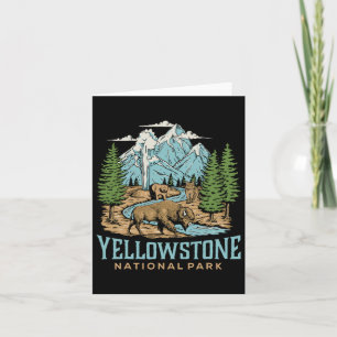 Cartão Parque Nacional Yellowstone EUA Lobo Bisonte Urso 
