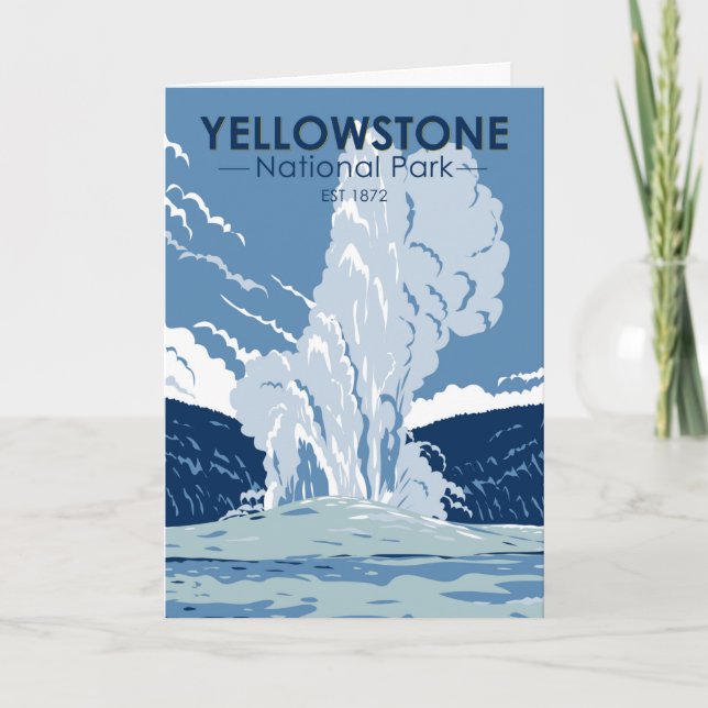 Cartão Parque Nacional Yellowstone Vintage (Frente)