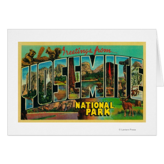 Cartão Parque Nacional Yosemite, Califórnia - Grande Letr (Frente Horizontal)