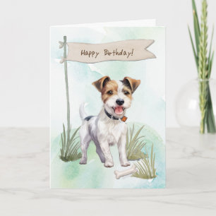 Cartão Parson Russell Terrier Dog Sob Sinal De Aniversári