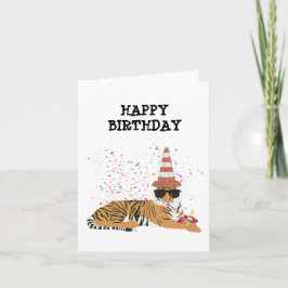 Cartão Partida de Tigre - Animais com festa