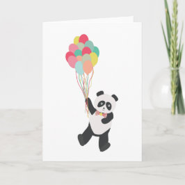Cartão Partido do Panda - Panda de Aniversário com Balões
