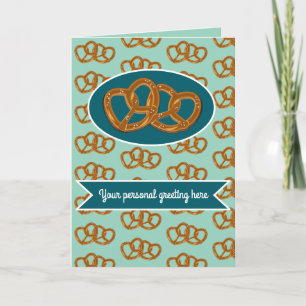 Cartão Partido Pretzel: Casando Teal e Aqua costume