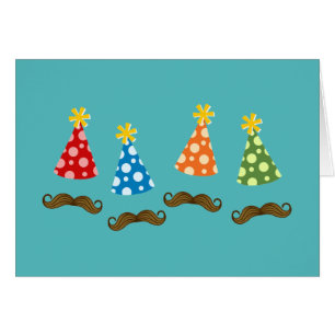 Cartão Partido Retro Mustache