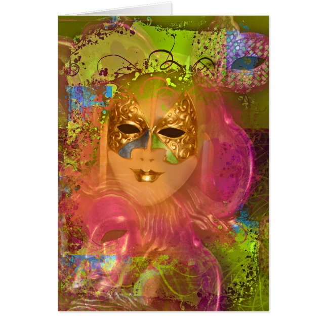 Cartão Partido venetian do traje de mascarada da máscara (Frente)