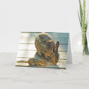 Cartão Partilha do coelho e do Chipmunk