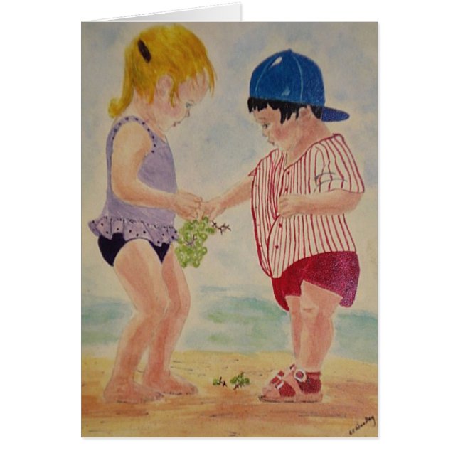 Cartão Partilha na praia (Frente)