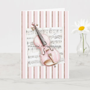 Cartão Partitura de Violino Rosa