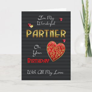 Cartão Partner, Birthday With Gold & Embossed Effect