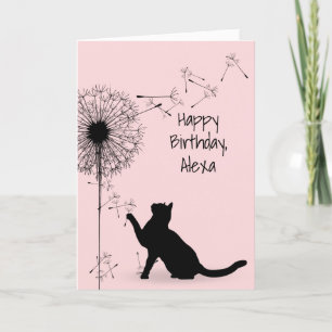 Cartão Parto de Gato Negro e Dandelion
