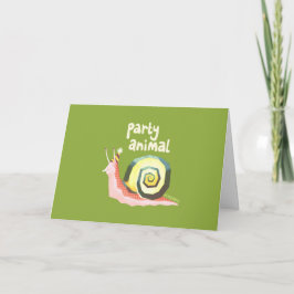 Cartão Party animal snail greetings card (green)