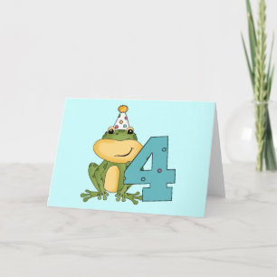 Cartão Party Frog 4th Birthday T-shirts and Gifts