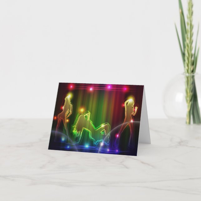 Cartão Party Girls Modern Trendy Neon Lights (Frente)