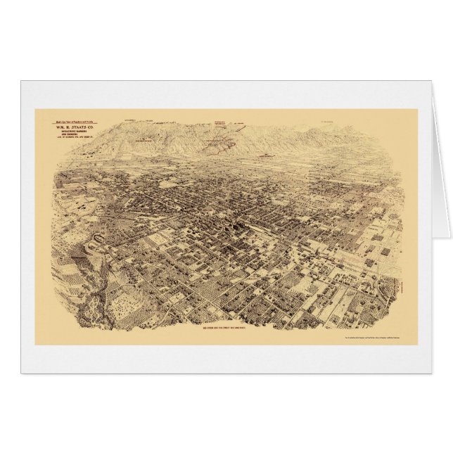 Cartão Pasadena, mapa panorâmico de CA - 1903 (Frente Horizontal)