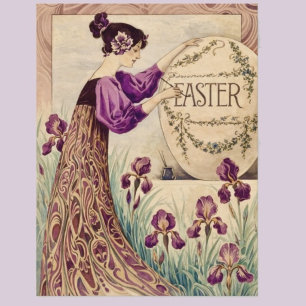 Cartão Páscoa Art Nouveau Antiga – Belle Époque