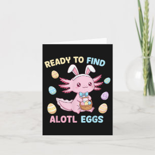 Cartão Páscoa Axolotl Bunny Ears Cesto de Ovos Cuta Kawai