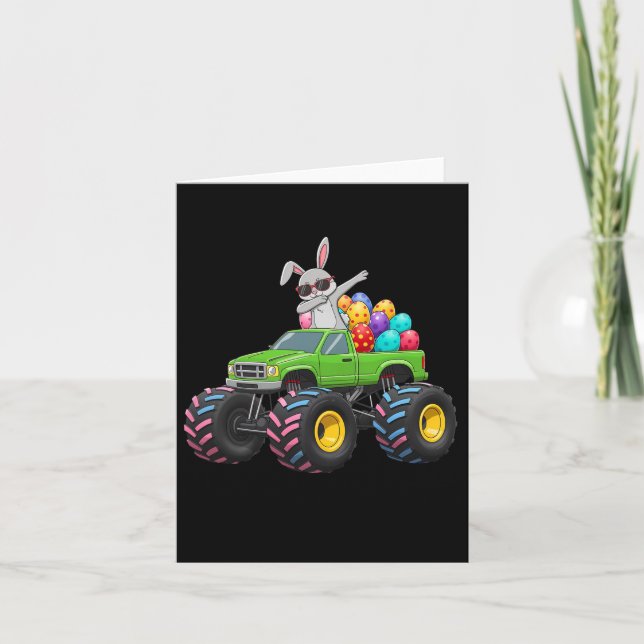 Cartão Páscoa Bunny Dabbing Monster Monster Ovos de Pásco (Frente)