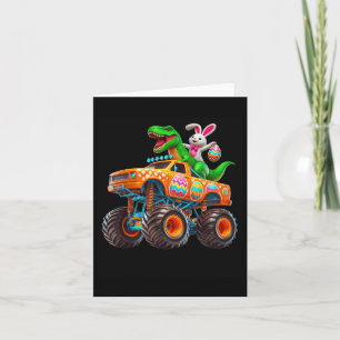 Cartão Páscoa Bunny T-rex Monster Truck Dino Engraçado Bo