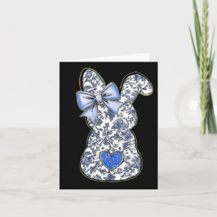 Cartão Páscoa Chinoiserie Floral Bunny Com Arco Azul