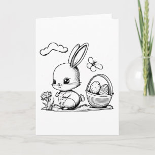 Cartão Páscoa Coelho de Páscoa Colorindo e Pintando Você