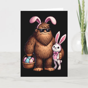 Cartão Páscoa Coelho Sasquatch Pé Grande Ovos Retro Homen