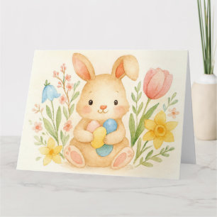 Cartão Páscoa de Bunny de Aquarela