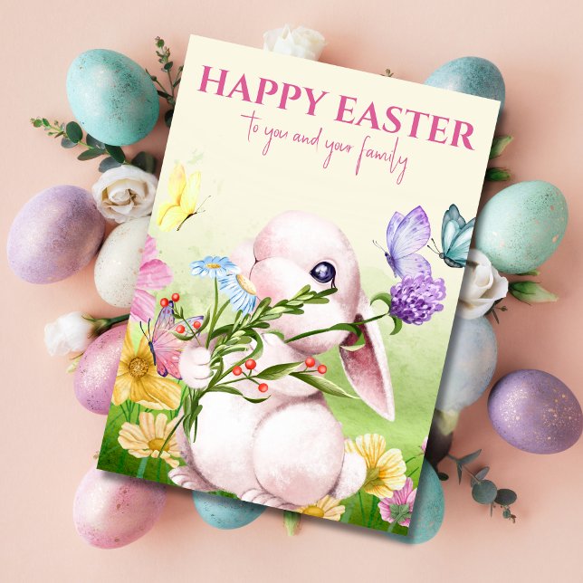Cartão Páscoa de Coelhinhos e Borboletas (Criador carregado)