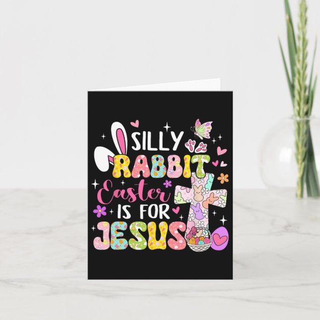 Cartão Páscoa De Coelho bobo É Para Jesus Cristo Religios (Frente)