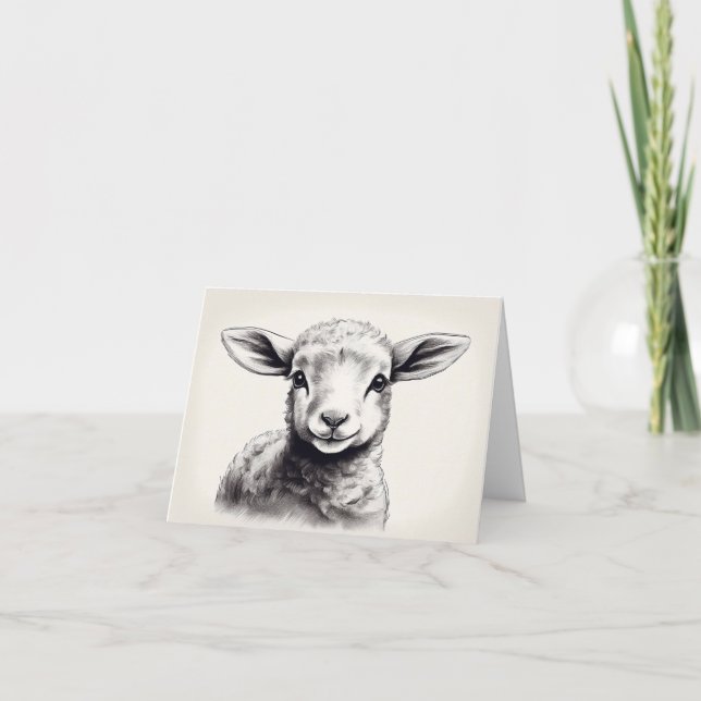 Cartão Páscoa de esboço de ovelha (Frente)