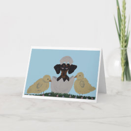 Cartão Páscoa do Dachshund Preto e Castanho