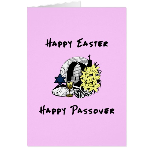 Cartão Páscoa e Passover inter-religiosos felizes (Frente)