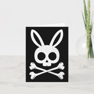Cartão Páscoa Engraçada Pirata Jolly Roger Bunny Skull Co