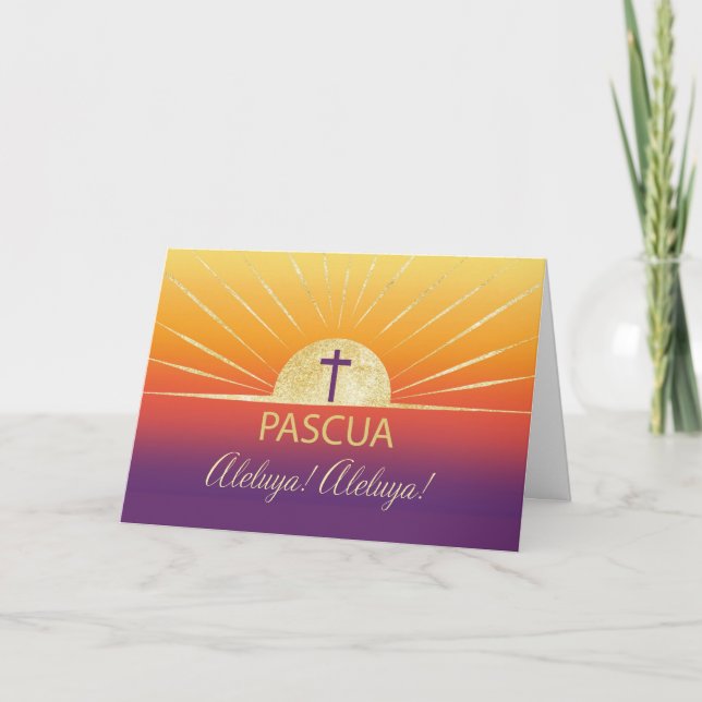 Cartão Páscoa Espanhola Abençoa O nascer Do Sol Com Doura (Frente)