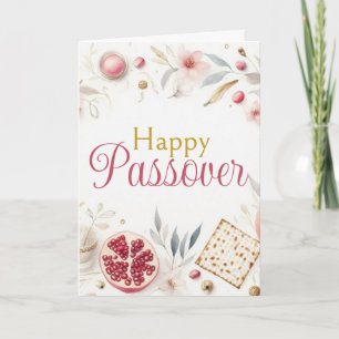 Cartão Páscoa Feliz - Floral de Matzá de Romã