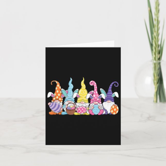 Cartão Páscoa Gnomo Páscoa de Primavera coelho segurando  (Frente)