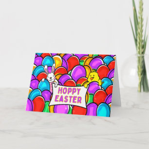 Cartão Páscoa Hoppy com Ovos Tingidos Coloridos