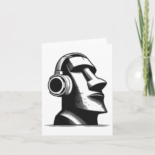 Cartão Páscoa Island Moai Statue Fones de ouvido Música L