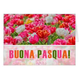 Cartão PÁSCOA ITALIANA Joyeuses Paques Jardim de Tulipas