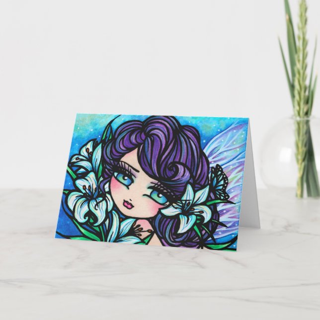 Cartão Páscoa Lily Fairy Fantasy Art Card por Hannah Lynn (Frente)